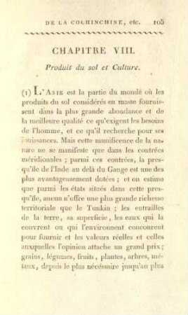 Chapitre VIII. Produit du sol et culture