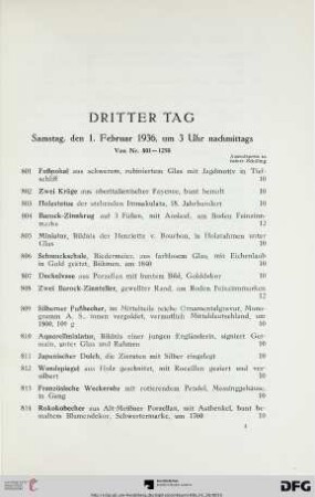 Dritter Tag: Samstag, den 1. Februar 1936, um 3 Uhr nachmittags (Nr. 801-1250)