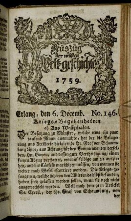 Erlang, den 6 Decemb. No. 146. - Erlang, den 15. Decem. No. 150.