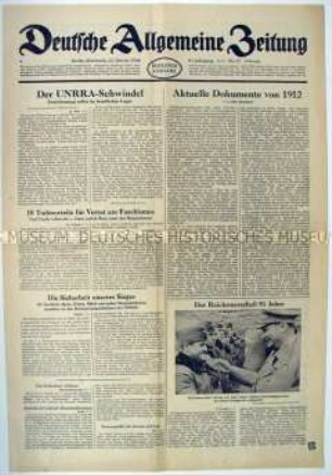 Tageszeitung "Deutsche Allgemeine Zeitung" u.a. zur Hinrichtung führender italienischer Faschisten wegen Verrats an Mussolini
