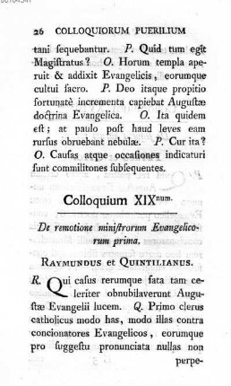Colloquium XIX num. De remotione ministrorum Evangelicorum prima