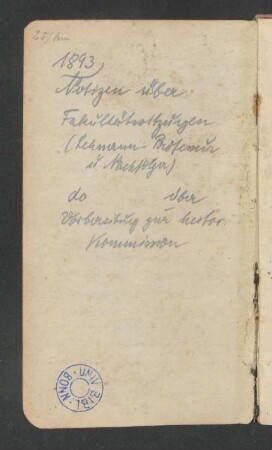 [Notizen über Fakultätssitzungen]