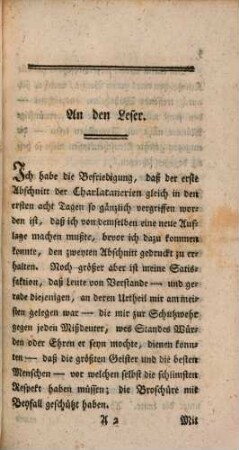 Charlatanerien in alphabetischer Ordnung als Beyträge zur Abbildung und zu den Meinungen des Jahrhunderts. Abschnitt 2