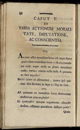 Caput V. De Varia Actionum Moralitate, Imputatione, Ac Conscientia.