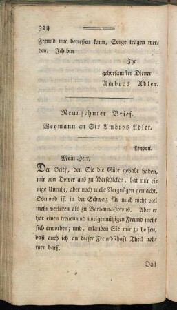 Neunzehnter Brief. Weymann an Sir Ambros Adler.