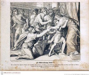 Die Bibel in Bildern : 240 Darstellungen, erfunden und auf Holz gezeichnet von Julius Schnorr von Carolsfeld Leipzig : Wigand, 1860. - X, 38 S., 240 Bl. : überw. Ill. lt KayserDie Wiedererkennung Josephs - Die Bibel in Bildern