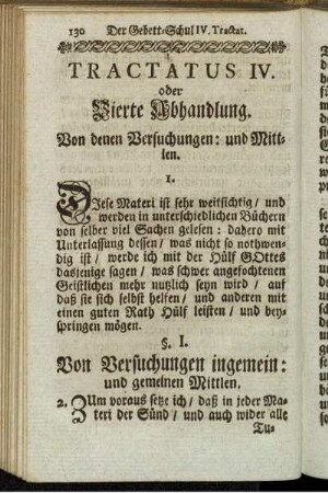 Tractatus IV. oder Vierte Abhandlung. Von denen Versuchungen: und Mittlen.
