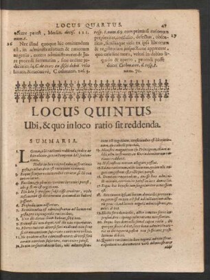 Locus Quintus Ubi, & quo in loco ratio sit reddenda.