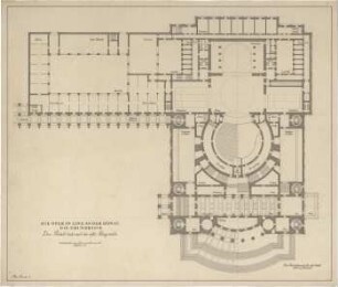 Fick, Roderich; Linz an der Donau (Österreich); Opernhaus mit Platzgestaltung - Parkett, erster Rang (Grundriss)