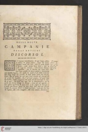 Delle molte Campanie degli antichi - Discorso I