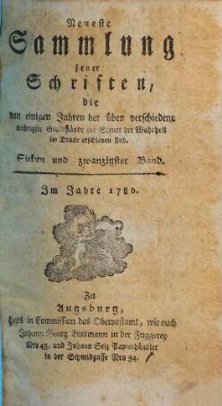 Neueste Sammlung jener Schriften, die von einigen Jahren her über verschiedene wichtigste Gegenstände zur Steuer der Wahrheit im Drucke erschienen sind, 27