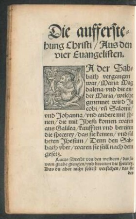 Die aufferstehung Christi/ Aus den vier Evangelisten.