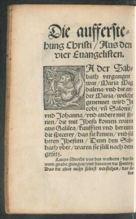 Die aufferstehung Christi/ Aus den vier Evangelisten.