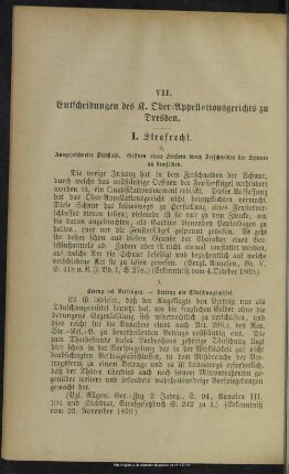 VII. Entscheidungen des K. Ober-Appellationsgerichts zu Dresden