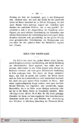 Dritter Teil: Der Sieg des neuen Sehens (1430-1460), Köln und Westfalen