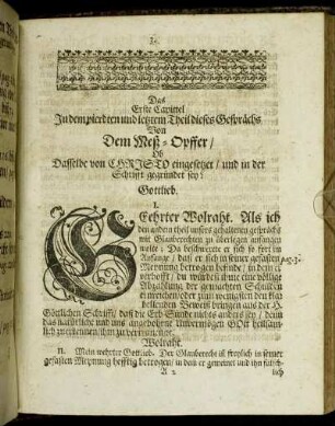Das Erste Capittel [...] Von Dem Meß-Opffer/ [...]