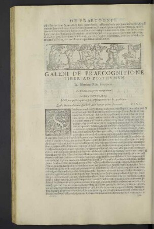 Galeni de praecognitione liber ad posthumum