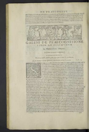 Galeni de praecognitione liber ad posthumum