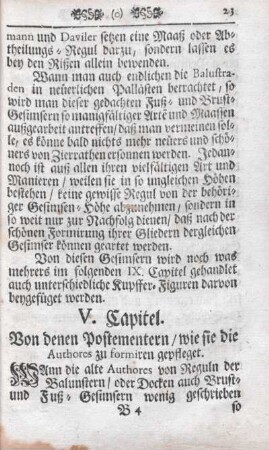 V. Capitel. Von denen Postementern, wie sie die Authores zu formiren gepfleget.