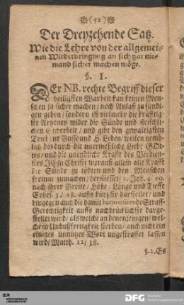Der Dreyzehende Satz.