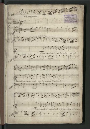 Aria 1. Del. Sig: Alessandro Scarlatti