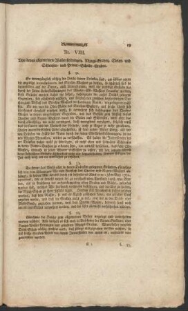 Tit. VIII. Von denen allgemeinen Waßer-Leitungen, Abzugs-Graben, Sielen- und Schleußen- und Privat-Scheide-Graben
