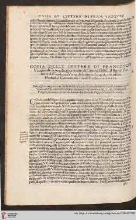 Copia delle lettere di Francesco Vazquez di Coronado [...]