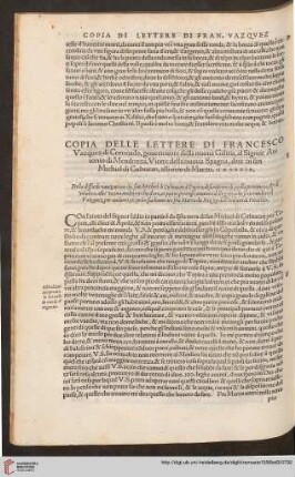 Copia delle lettere di Francesco Vazquez di Coronado [...]