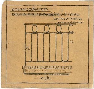 Billing, Hermann; Karlsruhe, Amalienstr. 59 / Leopoldstr. 7c; Billing und Vittali, Büro und Atelierhaus - Balkongeländer (Ansicht)