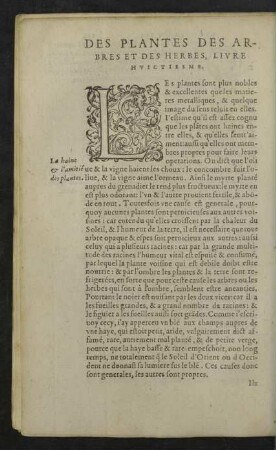 Des plantes des arbres et des herbes, Livre huictiesme.