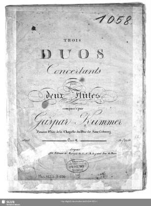 Trio Duos Concertants pour deux Flûtes : Oeuv. 9