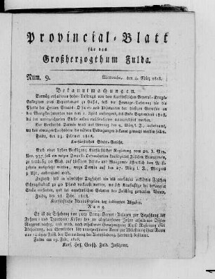 Num. 9, Ausgabe vom 4. März 1818