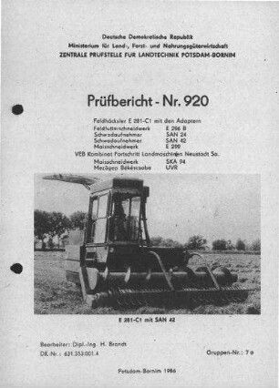 Adapter zum Feldhäcksler E 281-C1