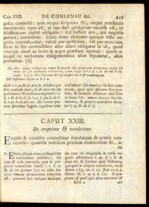 Caput XXIII. De emptione & venditione