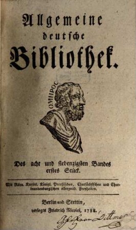 Allgemeine deutsche Bibliothek. 78. 1788