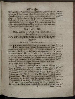 Caput III. Quodnam sit [...] verborum Institutionis Sacræ Cœnæ [...]