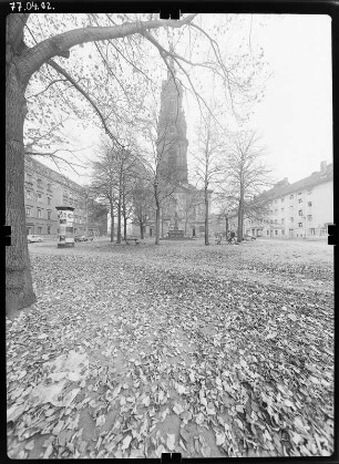 Dresden-Neustadt, An der Dreikönigskirche. Ruine der Dreikönigskirche. Ansicht von Nordwest