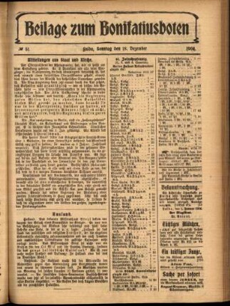 Zweite Ausgabe vom Sonntag, den 18. Dezember 1904.