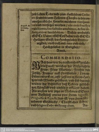 Lebenslauf : Commendatio