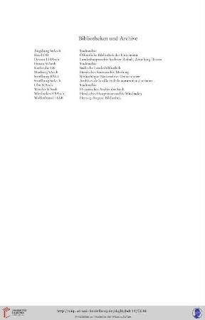 Bibliotheken und Archive