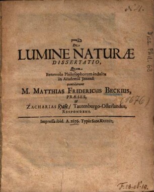 De lumine naturae dissertatio