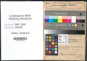 Entnazifizierung Gottfried Velten , geb. 07.09.1877 (Gaertner)