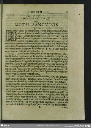 Dissertatio XI. De Motu Sanguinis