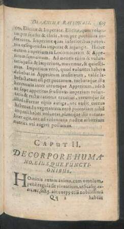 Caput II. De Corpore Humano, Eiusque Functionibus