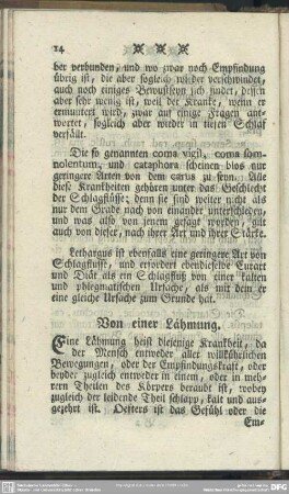 Von einer Lähmung