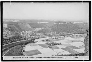 Sächsische Schweiz. Stadt und Festung Königstein vom Lilienstein