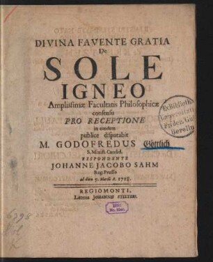 Divina Favente Gratia De Sole Igneo