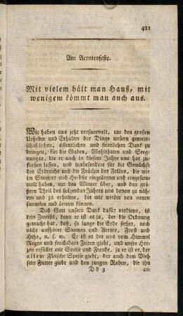 421-431, Am Aerntenfeste.