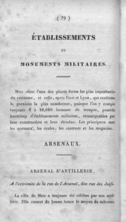 Établissements et monuments militaires.