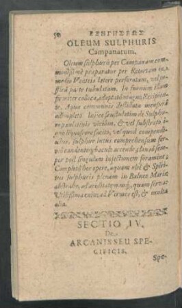 Sectio IV. De Arcanisseu Specificis.